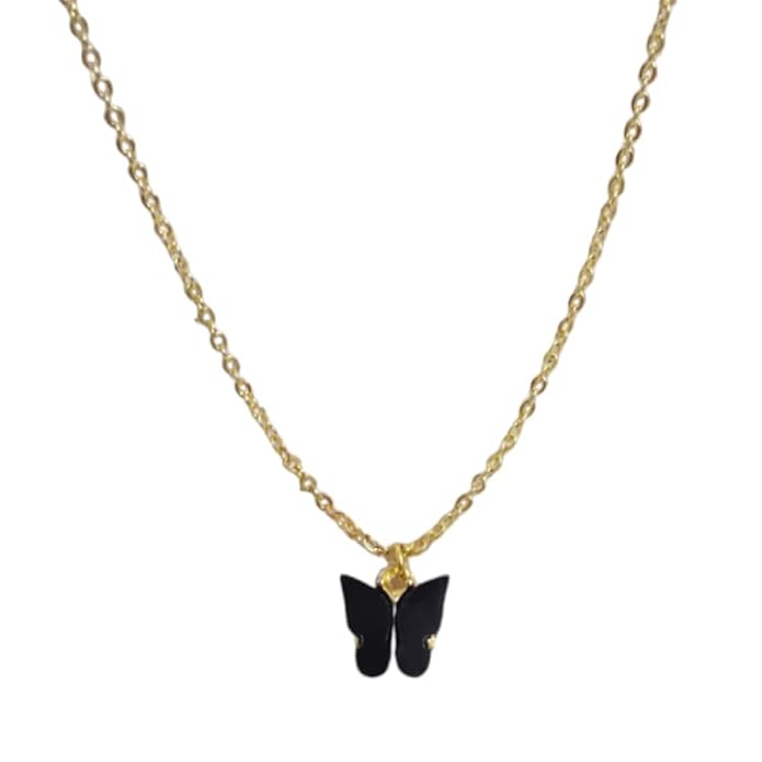 Black butterfly pendant chain