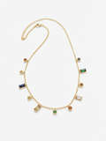 Multicolour stone charm necklace