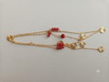 Red bead and gold coin layered chain