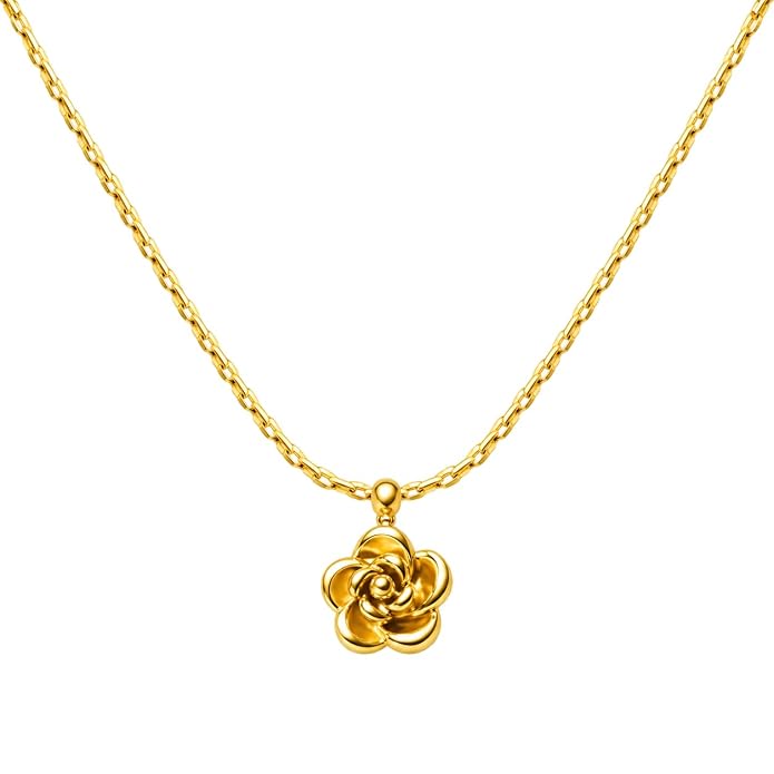 Gold rose pendant chain