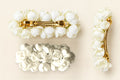 Handmade plain jasmine hair clips with ivory artificial jasmine buds and gold-tone barrette clips