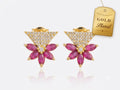 AD Ruby Petal Triangle Stud Earrings