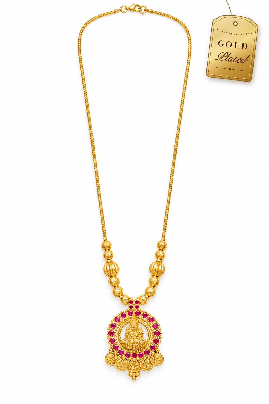 Lakshmi Temple Pendant Chain with Coins